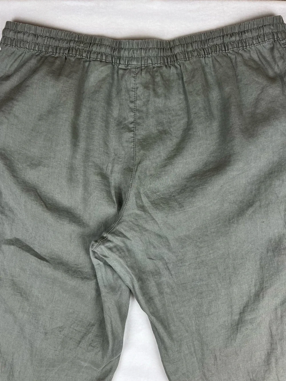 H&M Gray 100% Linen Drawstring Elastic Waist Relaxed Pants Coastal Grandma XXL